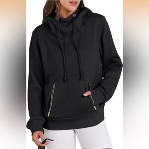 Hoodies for Women Long Sleeve Mock Neck Sweatshirts Loose Fit Drawstring